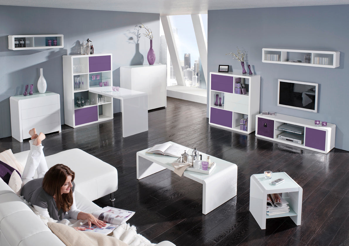 hochglanz Regal, Lowboard, einrichten-24 Design, – TV-Möbel, modernes weiss