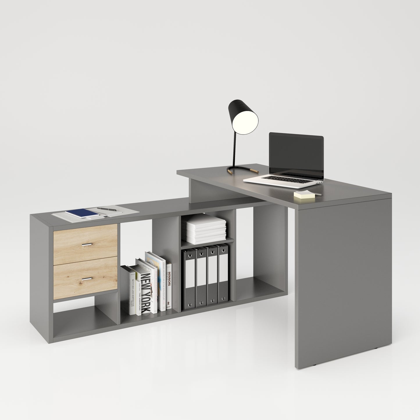 Fortuna - Bücherregal, Büroregal, Raumteiler mit 6 Fächern, asymmetrische Aufteilung
