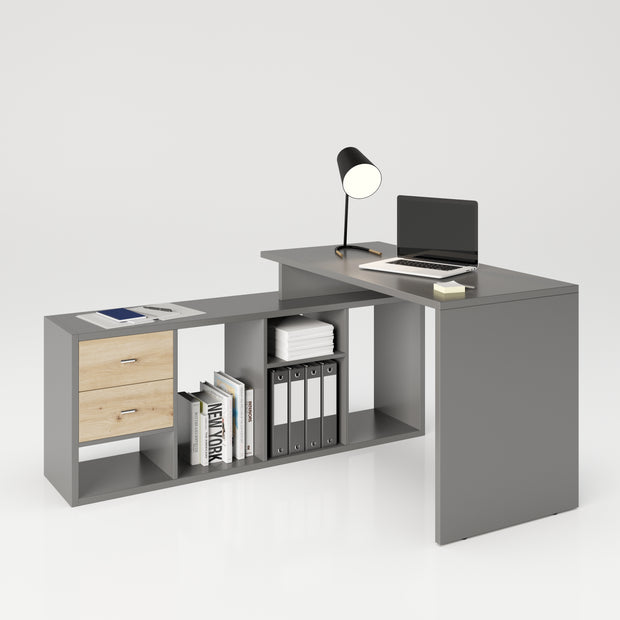 Fortuna - Bücherregal, Büroregal, Raumteiler mit 6 Fächern, asymmetrische Aufteilung