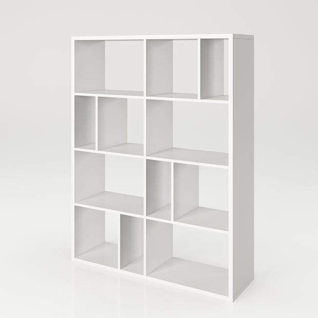 Fortuna - Bücherregal, Büroregal, Raumteiler mit 12 Fächern, asymmetrische Aufteilung