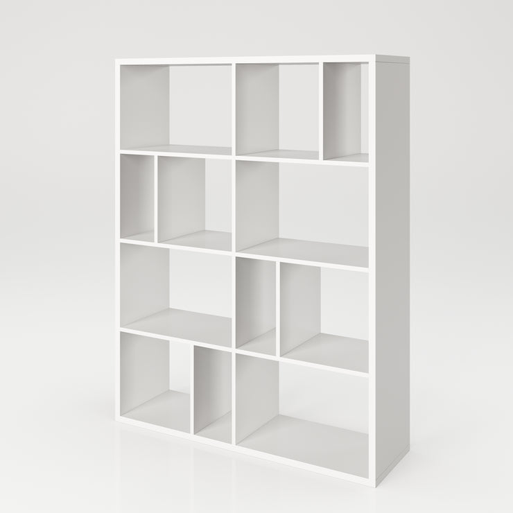 Fortuna - Bücherregal, Büroregal, Raumteiler mit 12 Fächern, asymmetrische Aufteilung