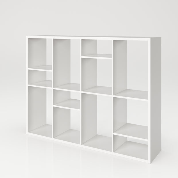 Fortuna - Bücherregal, Büroregal, Raumteiler mit 12 Fächern, asymmetrische Aufteilung