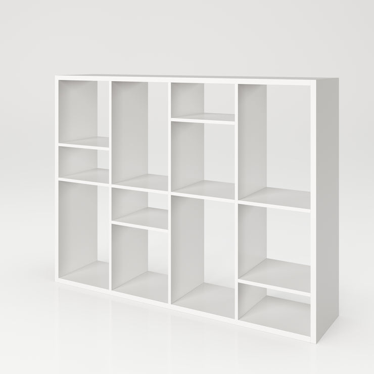 Fortuna - Bücherregal, Büroregal, Raumteiler mit 12 Fächern, asymmetrische Aufteilung