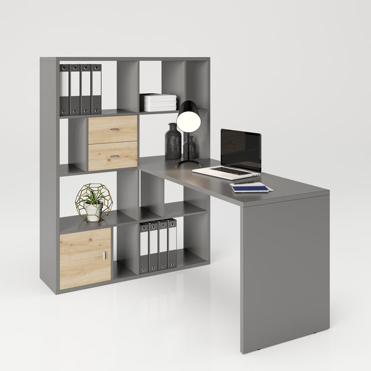 Fortuna - Bücherregal, Büroregal, Raumteiler mit 12 Fächern, asymmetrische Aufteilung