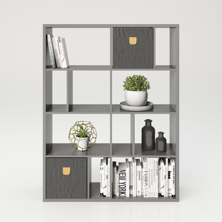 Fortuna - Bücherregal, Büroregal, Raumteiler mit 12 Fächern, asymmetrische Aufteilung