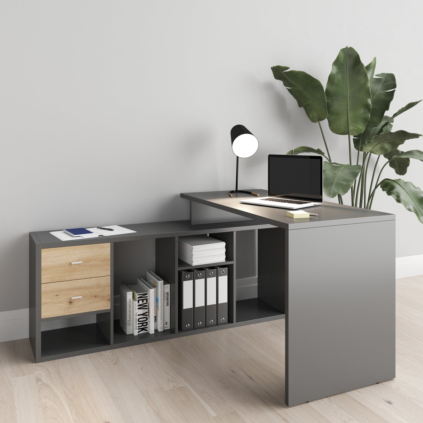 Fortuna - Bücherregal, Büroregal, Raumteiler mit 6 Fächern, asymmetrische Aufteilung