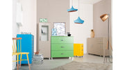 Miami - Sideboard, Kommode, Buffet mit 2 Türen mit Soft Close und 3 Schubladen mit Vollauszug und Kugellager, Autometallic Lackierung, chromfarbene Griffe, Füsse und Logo aus hochwertigem Autoschriftzug, Taupe Metallic Matt